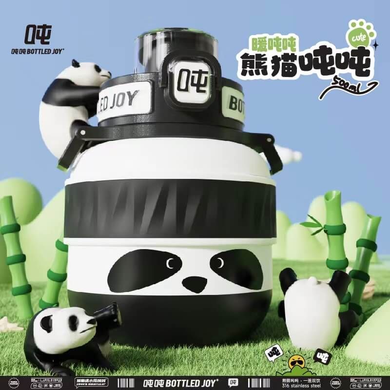 【熊猫吨吨】500ml可爱熊猫保温杯高颜值316材质双盖版